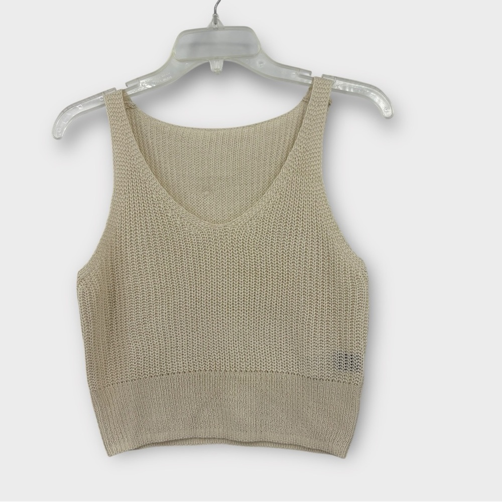 SHEIN Cropped Knit Tank Top in Cream Women’s Size S